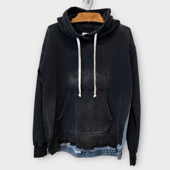 NWT Free People x Tricia Fix Zuma Denim Mix Hooded Sweatshirt Size Small - Picture 5 of 16
